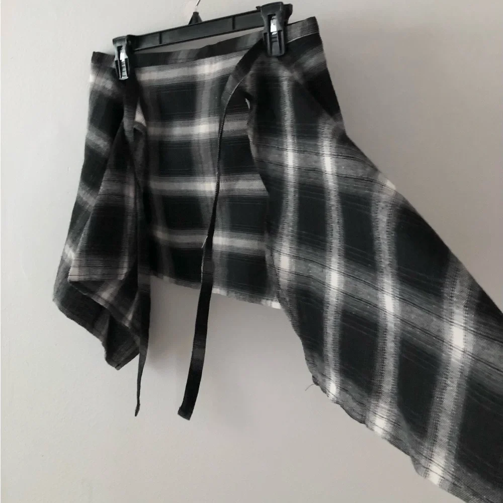 Grunge Plaid Flannel Skirt Wrap Tie Belt Streetwear